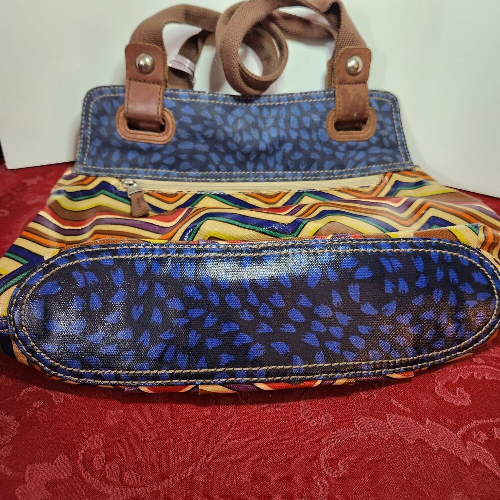 Fossil Key-Per Multicolored Chevron Coated Canvas… - image 4